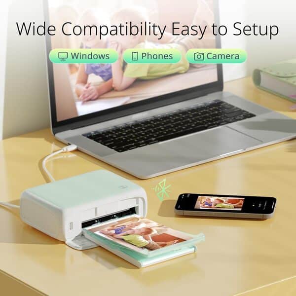 YOTON YP01 Imprimante photo portable 10,2 x 15,2 cm, compatible Wi-Fi, 54 feuilles et 1 cartouche, couleur complète, iPhone/Android/ordinateur portable