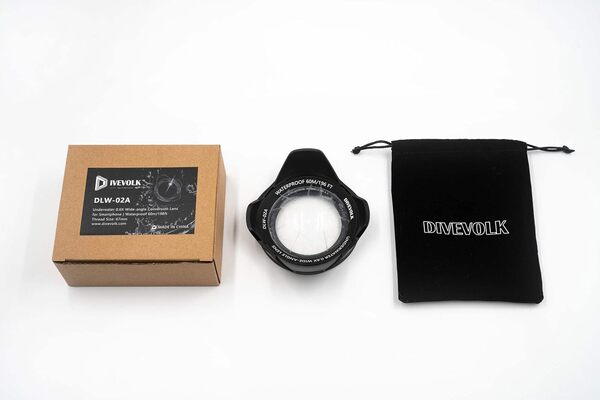 Objectif de conversion grand angle sous-marin X0.6 pour boîtier DIVEVOLK et caméra d'action