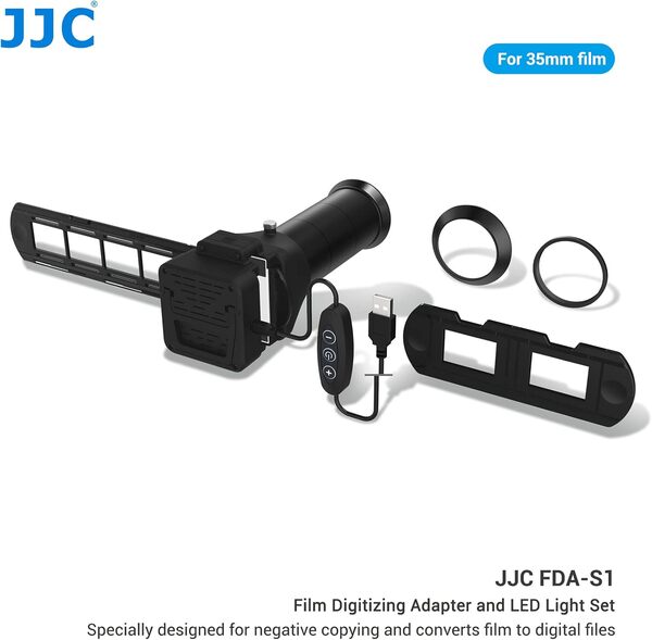 JJC Scanner Négatif de Film 35mm, Adaptateur de Numérisation de Film avec Jeu de Lumière LED, Support de Diapositives et de Films pour La Copie Négative. des Accessoires de Scanner de Films