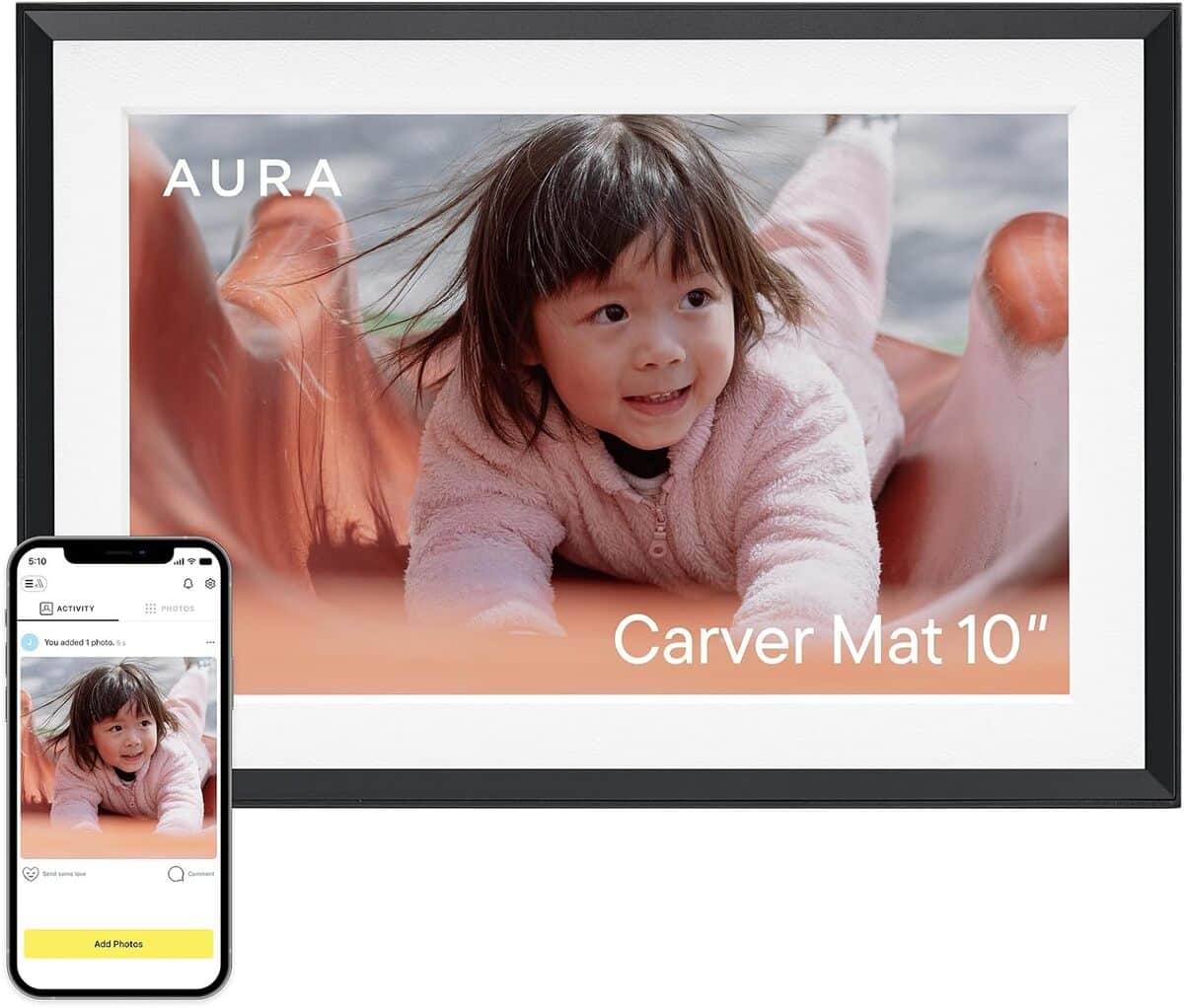 Test du cadre photo numérique Aura Carver Mat : connectivité et simplicité