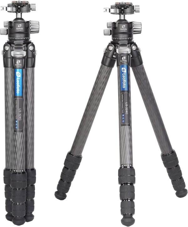 Leofoto - Ranger - Trépied en Carbone avec rotule - Système Twist-Lock - Idéal pour la macrophotographie - LS-324C+LH-40PCL