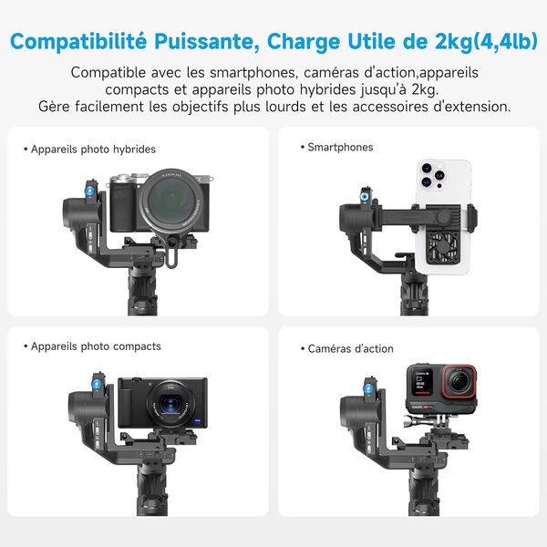 [Officiel] Feiyutech SCORP Mini 3 Pro Stabilisateur Camera 3 Axes 4-en-1,Suivi AI 4.0 Intégré,Poignée Détachable,Charge Utile 2KG,Contrôle Gestuel Port d’Extension1/4,pour Caméra/Smartphone
