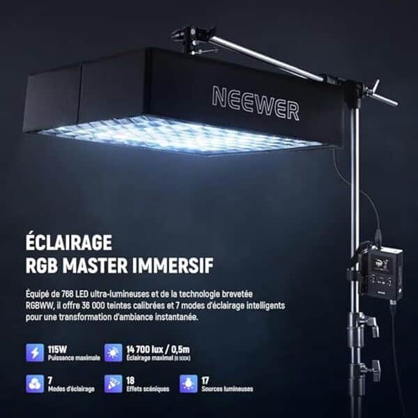 Découvrez notre test approfondi de la lampe vidéo LED professionnelle neewer FL100C 115W et ses performances exceptionnelles pour vos projets audiovisuels.