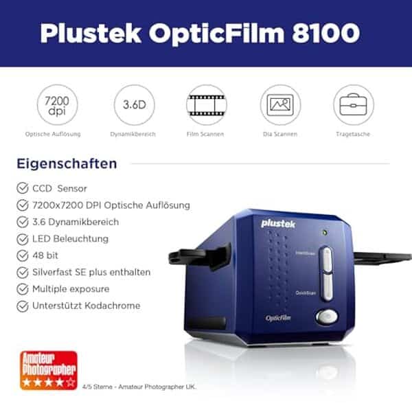 Découvrez le test du scanner Plustek OpticFilm 8100 : un scanner portable de 7200 DPI pour des numérisations de qualité exceptionnelle.
