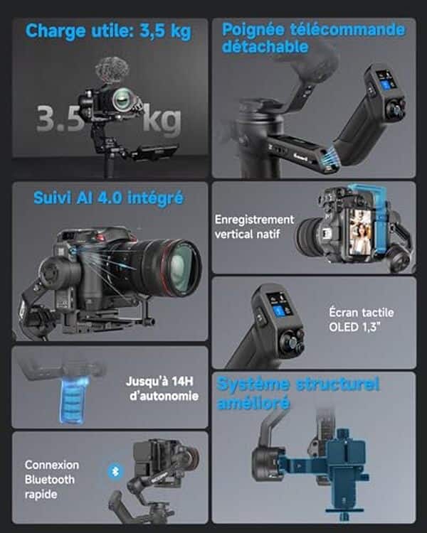 Découvrez le potentiel du stabilisateur Feiyutech SCORP 3 : performance, suivi AI et contrôle sans fil pour des vidéos professionnelles