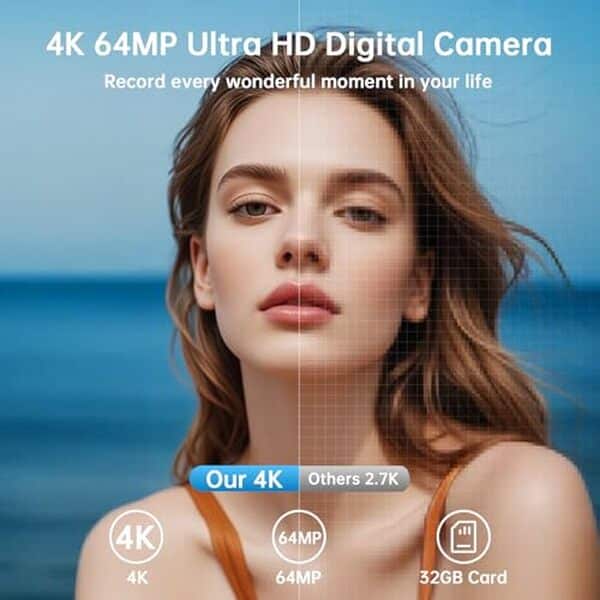 Découvrez notre test approfondi de l'appareil photo numérique 4K 64MP. Analysez ses fonctionnalités : wiFi intégré, écran rabattable et bien plus pour des photos de qualité exceptionnelle.